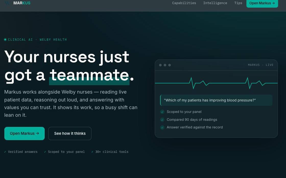 Markus website hero: Your nurses just got a teammate